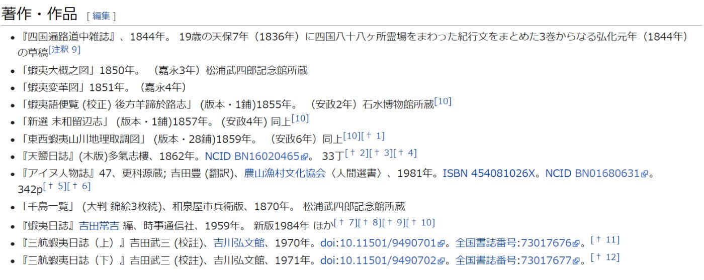 探索北海道后留下的著作
